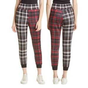 Alice + Olivia pants Tokyo Combo Hi Tech joggers plaid red black Small S
